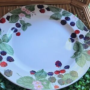 Vintage Stoneware Berries & Florals Plate Discontinued Cottage Core